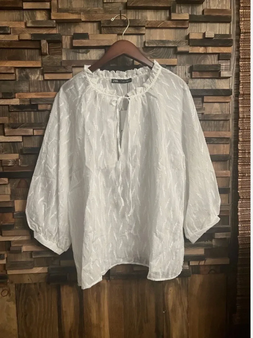 Zara Women Shirt Blouse Top L White Half Sleeve 3564/167 NWT
